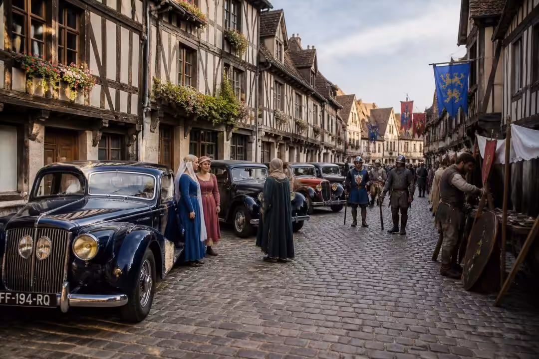 découvrez à pont-audemer un événement unique alliant voitures anciennes et animations médiévales pour un voyage dans le temps enchanteur au cœur de l'histoire.