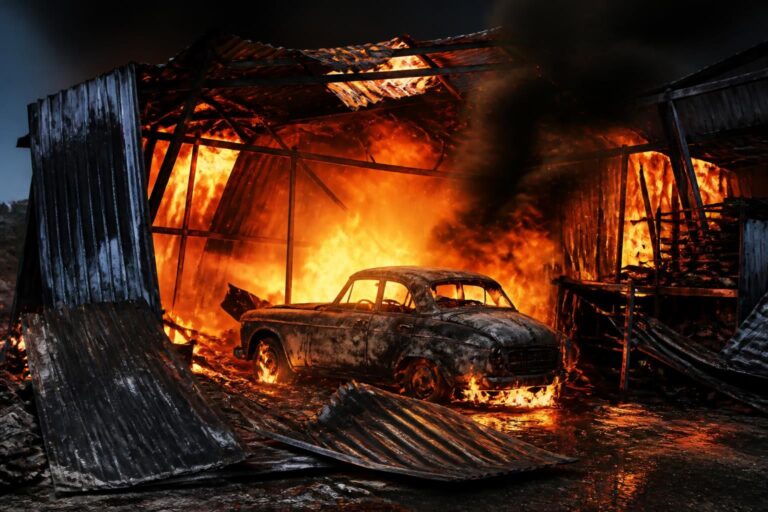 Incendie spectaculaire : une voiture ancienne ravagée dans un hangar à Heuilley-Cotton